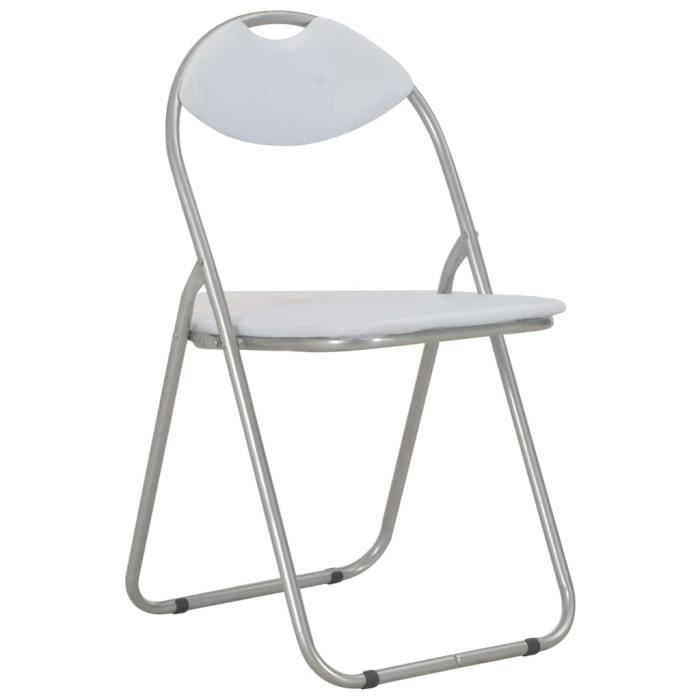Chaises pliantes de salle à manger - HILILAND - Blanc Similicuir - Lot de 4 - Facile à stocker