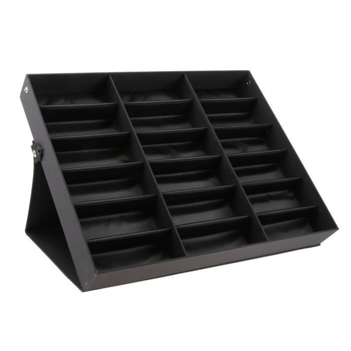 Présentoir 18 Compartiments Pour Lunettes, Montres & Bijoux – Boîte Range-Lunettes Pliable Noir/Rouge
