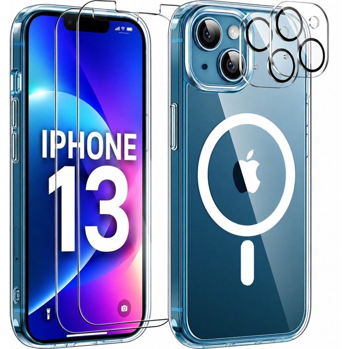 Pack Protection IPhone 12 à 16 - Coque Gel + 2 Verres Trempés écran + 2 Verres Caméra - Marque Générique, Neuf