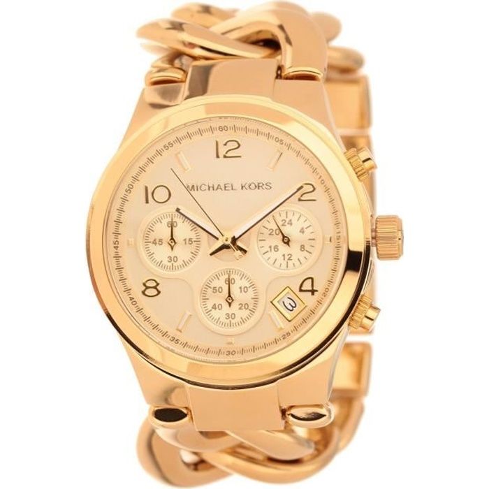 Montre Femme MICHAEL KORS Quartz Chronographe Bracelet Chaine Dore Etanche 5 ATM