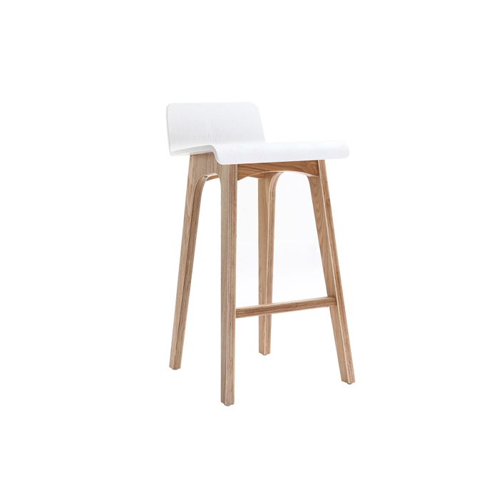 chaise de bar scandinave miliboo baltik - blanc - contreplaqué finition frêne - confortable et design