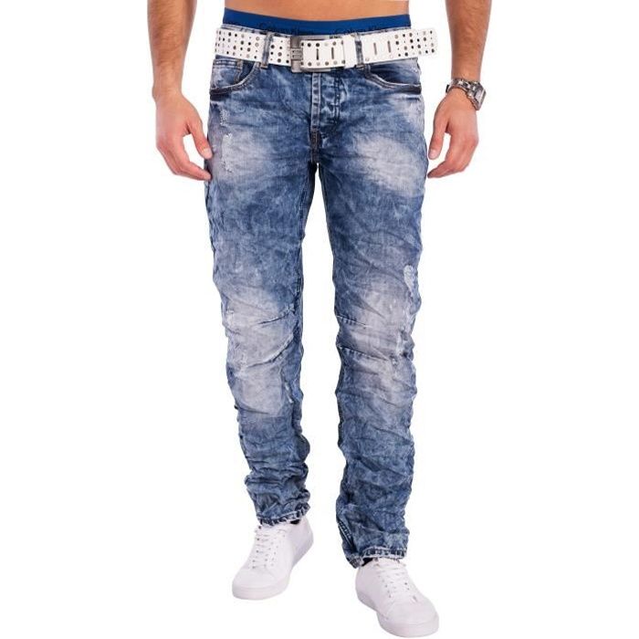 Bleu Paillettes Détresse Jeans délavé