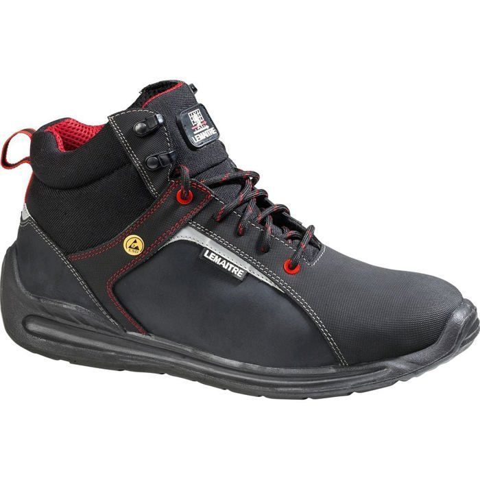 Chaussures de sécurité montantes Lemaitre Super X S3 ESD SRC Noir Rouge