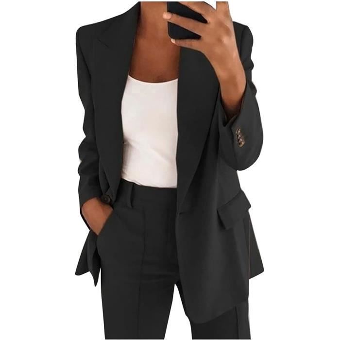 Tailleur Femme 2 Pièces 2024 Chic Élégant - Ensemble Blazer + Pantalon Slim Fit Couleur Unie, Style Bureau & Mariage