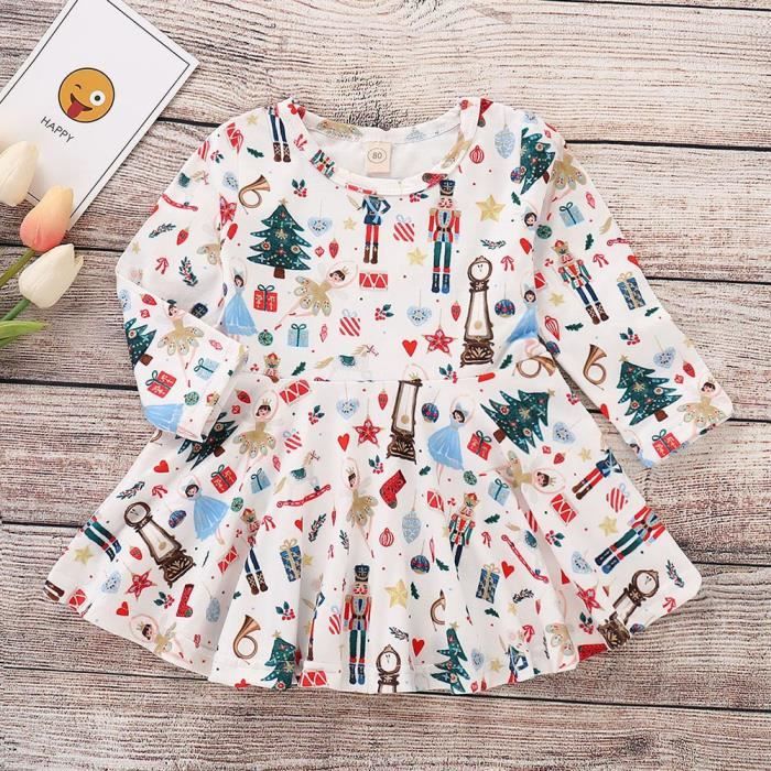 Robe pour fille nouveau-né à manches longues en tulle imprimé dessin animé 1-6 ans pour fête