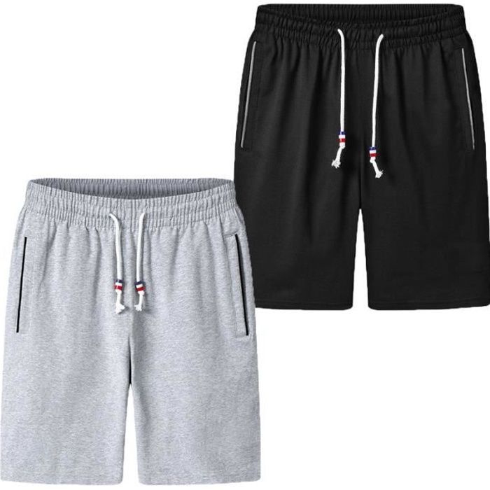 Lot de 2 Short Homme,Short Sport Homme avec Cordon de Serrage,Couleur Unie Casuals Short Hommes de Villégiature Short de Tennis