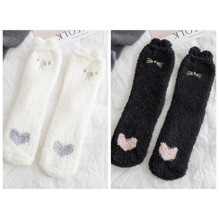 2 Paires De Chaussettes De Couchage Pour Femmes - Chaussettes Moelleuses En Polaire Corail