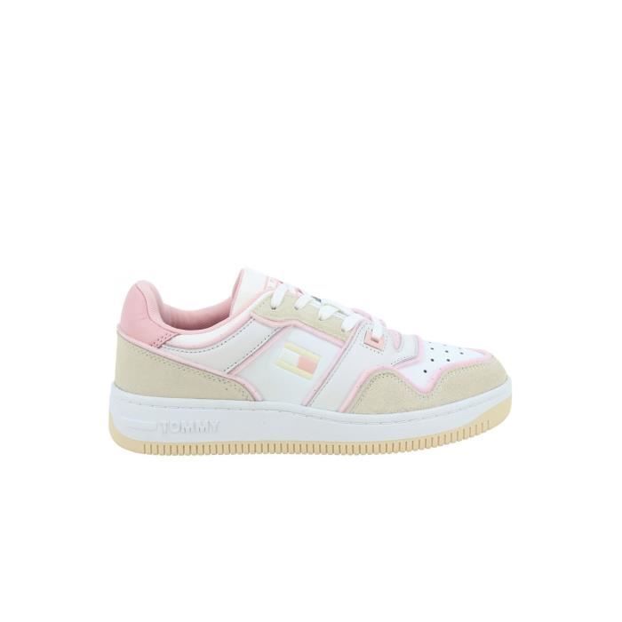 Tommy Jeans Sneakers basses en cuir - Tommy Jeans - Femme - Blanc - Lacets - Plat
