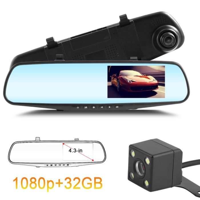 Dashcam Rétroviseur Avec Écran Intégré - Caméra Avant + Arrière Full HD 1080p, Vision Nuit