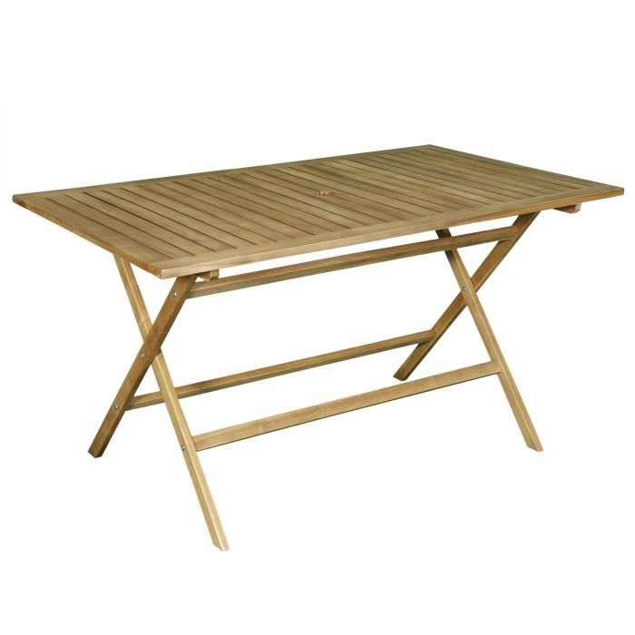 Table rectangulaire pliante en bois d'eucalyptus
