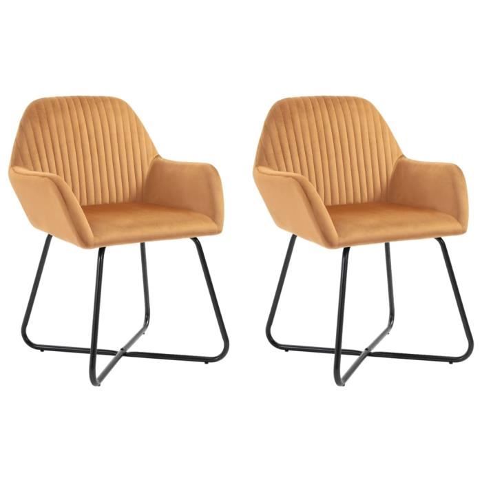 810•HOM• Lot de 2 Chaises de salle à manger salon - Style c BEST Chaises de salle à manger 2 pcs Ocre Velours Maison Jauneaises de