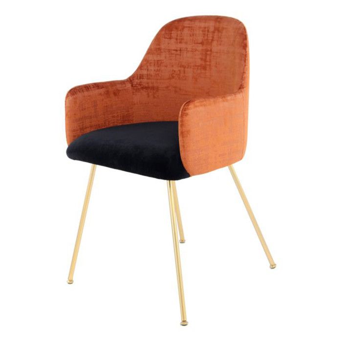 Chaise Déco en Velours Richard 85cm Marron & Noir Chaise Déco en Velours Richard 85cm Marron & Noir