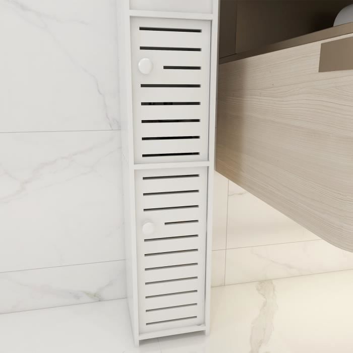 Armoire de Salle de Bain - PEACHES - 17*15*78cm - Polypropylène - Imperméable - Design Contemporain