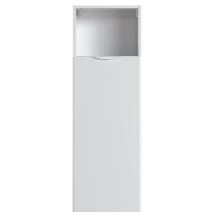 colonne salle de bain en mélamine coloris blanc laqué mat - longueur 40 x profondeur 26 x hauteur 120 cm