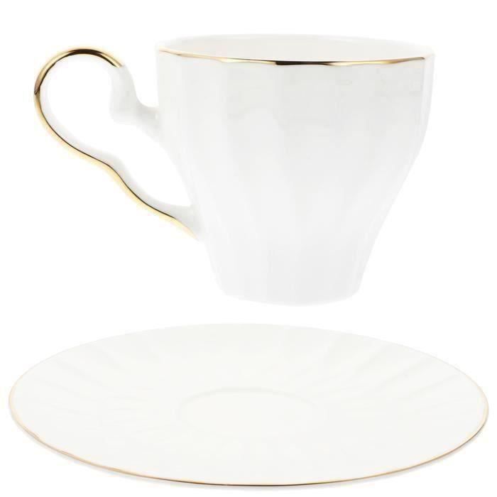 6 Tasses à Thé Avec Soucoupes Blanches Argon – Porcelaine Élégante Pour Café, Thé Et Mug Cakes
