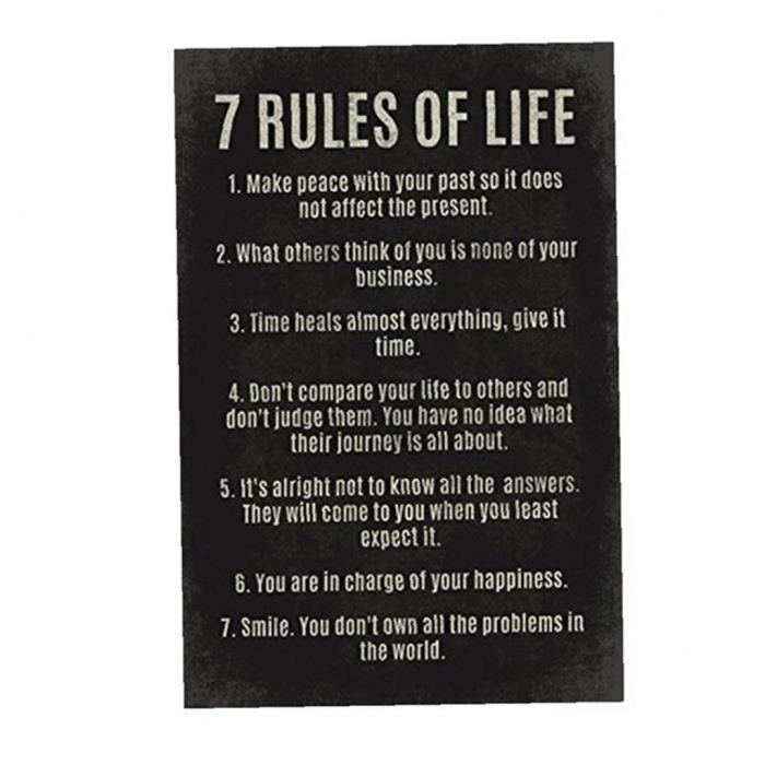7 Regles De Vie Lettres Affiche Motivational Citation Inspiration Art Mural Pour Bureau Classe Decorations Maison 30 45cm Cdiscount Maison