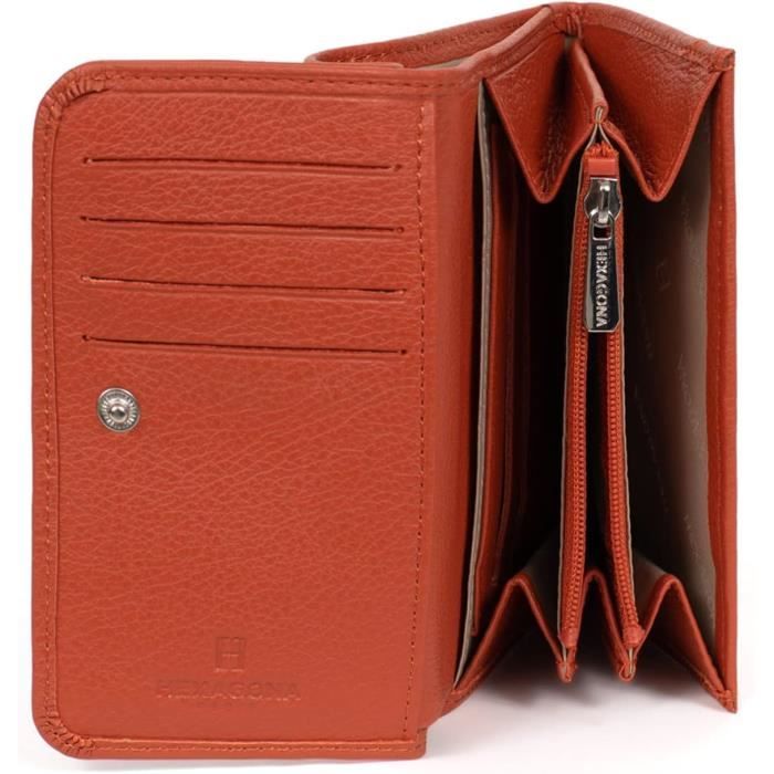 Protection RFID Cartes Bancaires Portefeuille Hexagona Luna - Protection RFID 2 Volets Doré Pour Femme Portefeuille Compact