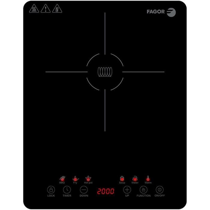 HOMCOM Plaque à induction portable 2000 W plaque de cuisson électrique avec 10 niveaux de température et 10 réglages de puissance, minuterie 3H, écran tactile LED, verrouillage enfant, noir HOMCOM Plaque à induction portable 2000 W plaque de cuisson électrique avec 10 niveaux de température et 10 réglages de puissance, minuterie 3H, écran tactile LED, verrouillage enfant, noir