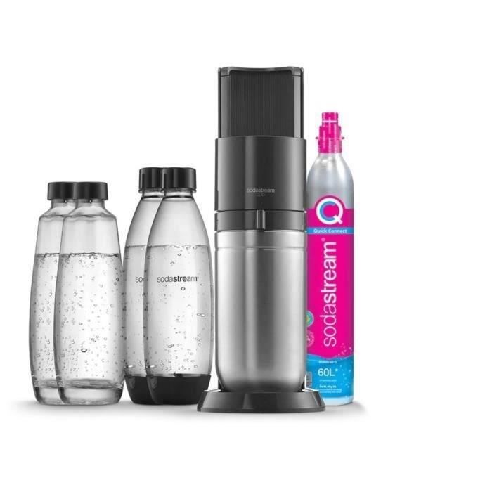 SodaStream DUO Machine à Eau Pétillante-Pack 2 Carafes en Verre 1L+2 Bouteilles 1L +1 Recharge Gaz 6