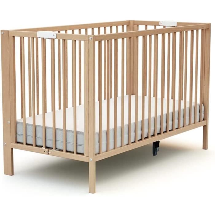 AT4 Tiroir De Lit Essentiel Blanc Pour Lit Bébé 60x120 Cm - Tiroir Sur Roulettes - Hauteur 15 Cm