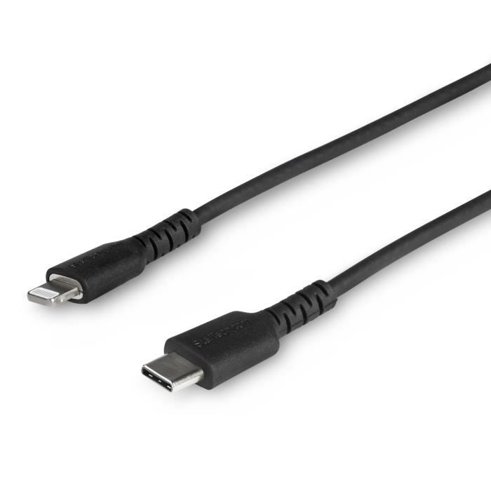 StarTech.com Câble USB Type-C vers Lightning de 1 m - Certifié MFi - Noir - Cordon USB Type-C vers Lightning de 1m (RUSBCLTMM1MB)