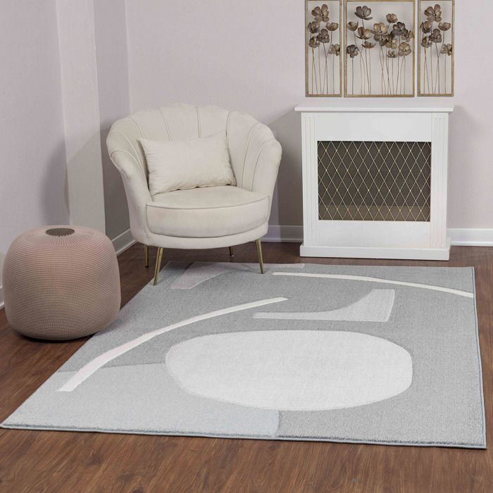SURYA Tapis de Salon et Chambre - Abstrait Moderne - VIVI - 120 x 170 cm - Gris et Beige