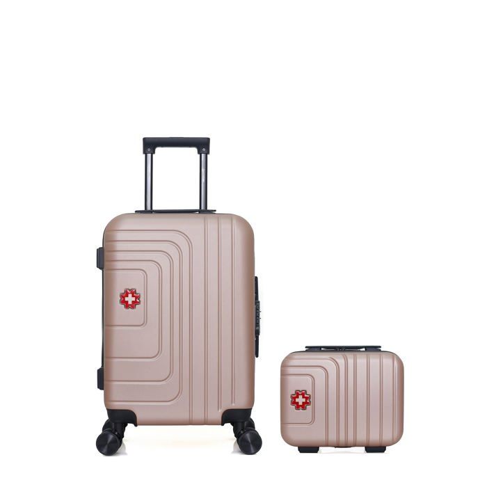 onzana® Set de 4 Valises Rose Doré avec Vanity-Case /L/XL Poignées