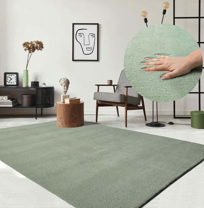 Tapis Moelleux - THE CARPET - Relax - Antidérapant - Lavable - Vert 60x110 cm