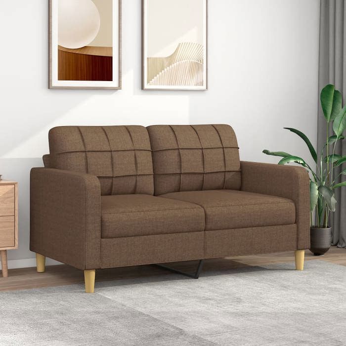 vidaXL Canapé à 2 places Marron 140 cm Tissu canapé canapé rembourré sièges de salon causeuse canapé de salon canapé à 359094