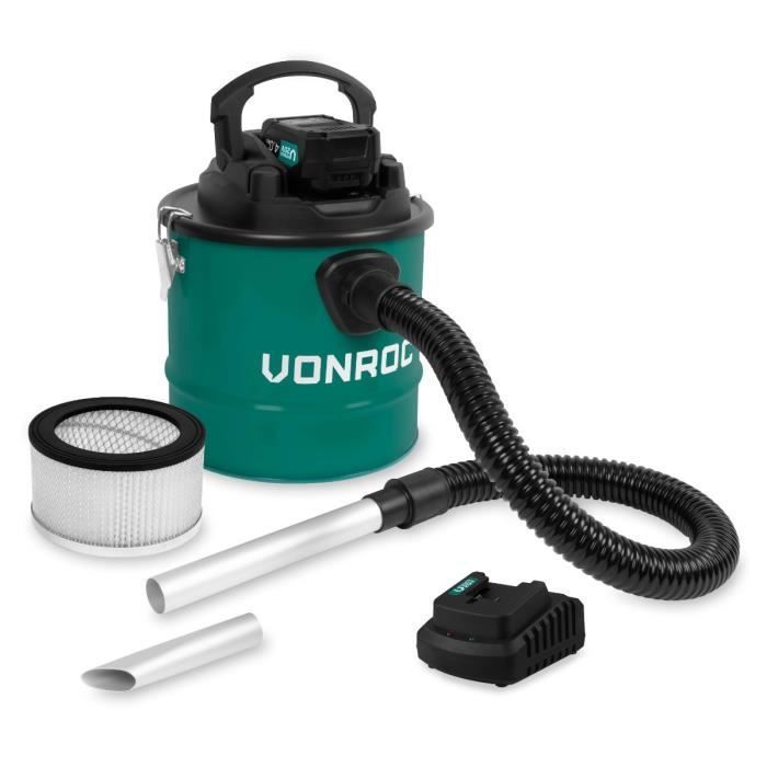 Aspirateur à cendres 20V - Réservoir 12L - Filtre HEPA – 1 batterie 4.0Ah et chargeur rapide inclus