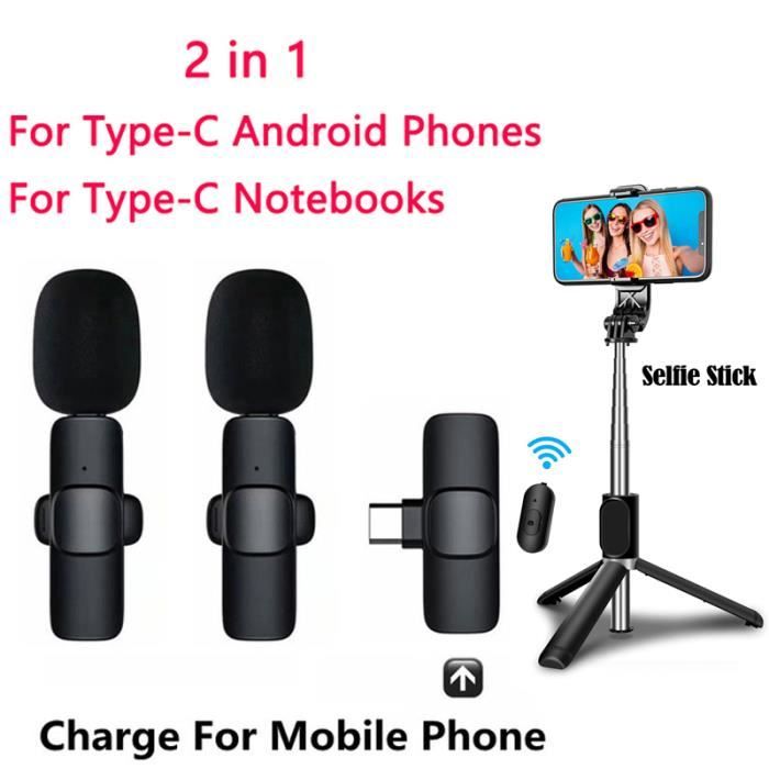 Dual Typec Selfie Micro Bluetooth sans fil Lavalier pour iPhone et ...