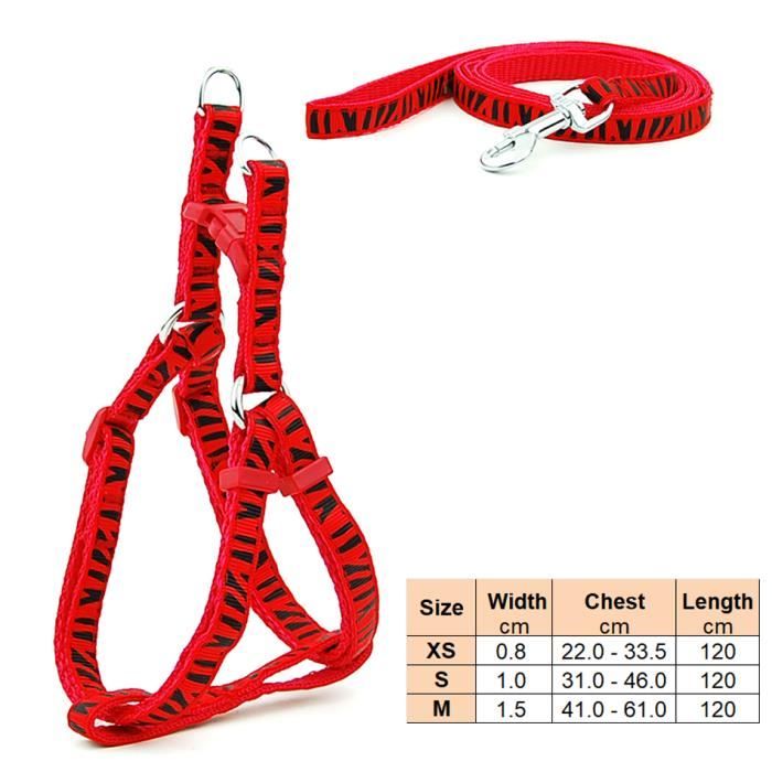 HARNAIS ANIMAL,Red ZebraXSLaisse avec harnais pour petit chien ou chat, gilet réglable