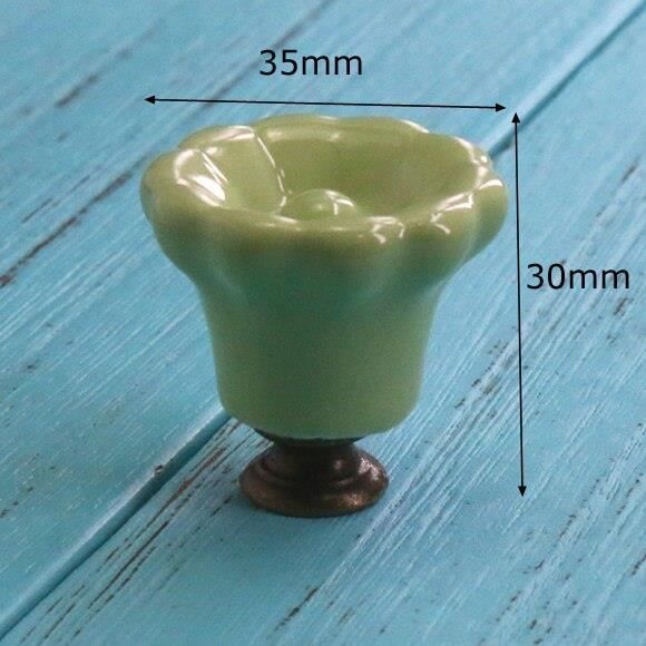 Vert - Poignée En Céramique Vintage Rétro, Poignée De Porte, Bronze