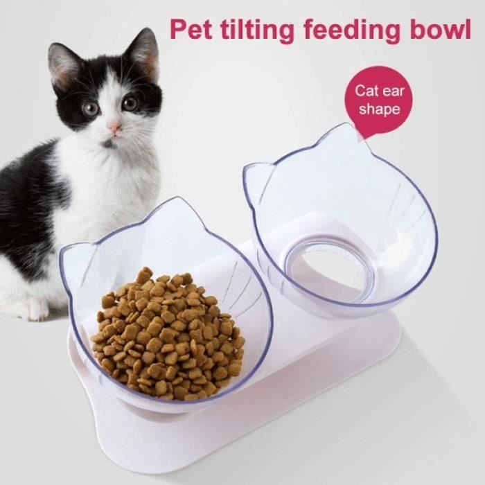 Bol Double Gamelle Chat Inclinée Gamelle Orthopédique Cou de Protection