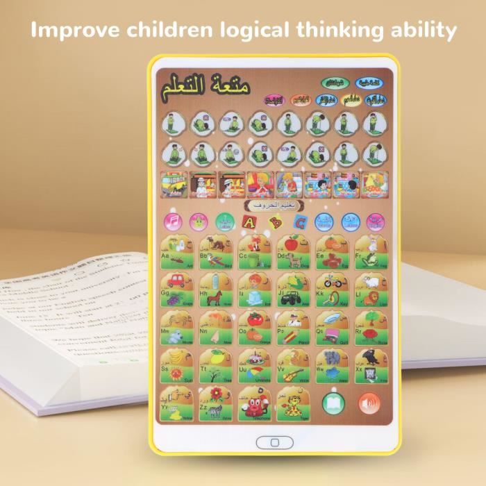 Tablette Éducative Arabe Pour Enfants - Livre Interactif Électronique Alphabet Arabe, Chiffres, Mots & Sourates - Apprentissage Préscolaire 3+ Ans