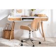 Miliboo - Chaise de bureau blanc et bois clair RUBBENS-1