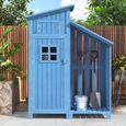 Abri de jardin en bois de sapin, avec toiture en PVC, bleu, 110 x 53 x 174 cm-1