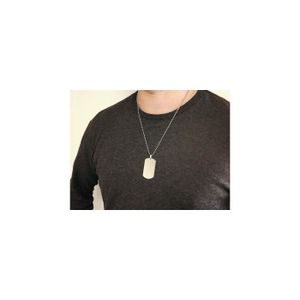 Pendentif Homme Acier Inoxydable Plaque Militaire Avec Croix Et Zirconium - 37x15mm
