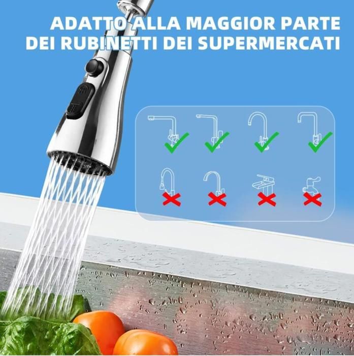 Douchette évier cuisine 360° 3 modes - Embout robinet universel Douchette évier cuisine 360° 3 modes - Embout robinet universel
