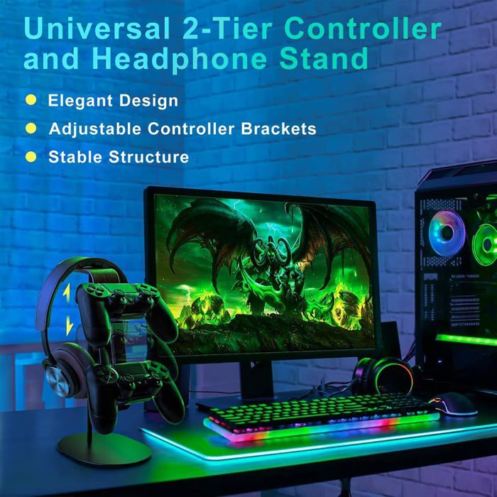 Support De Rangement Pour Manettes De Jeu - Design Décoratif En Résine - Pour Bureau, Chambre, Salon - Organisez Vos Accessoires Gaming - 9
