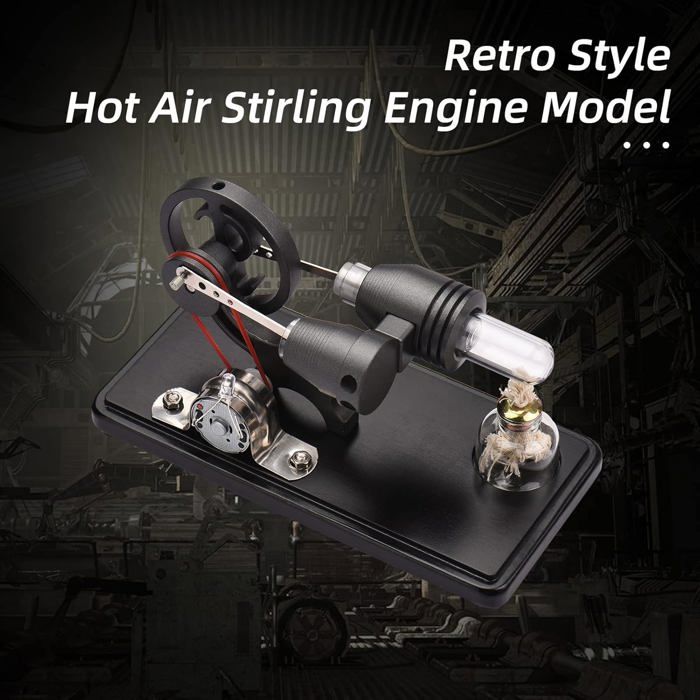 Hyuduo Modèle de Moteur à Air Chaud du Moteur Stirling avec Lumière LED pour L'expérience Scientifique Holzbasi (Gold