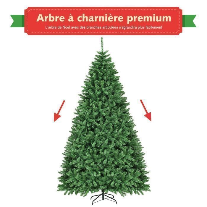 Giantex Sapin De Noël Artificiel Blanc 1,8M, 650 Branches, Aiguilles En