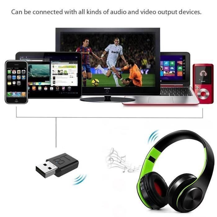 Casque de TV Sans Fil Bluetooth, Écouteurs HiFi, Basse Profonde, avec Clé  Émetteur, pour TV, PC et PS4/PS5/Switch - Vert - Cdiscount TV Son Photo