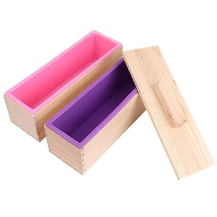 Boîte en bois de silicone rectangulaire avec couvercle, moule de