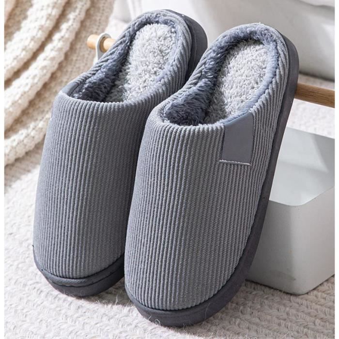 Chaussons Hiver Homme Femme - Pantoufles Fermées Antidérapantes - Confort Mousse Mémoire - Pour Intérieur Et Extérieur