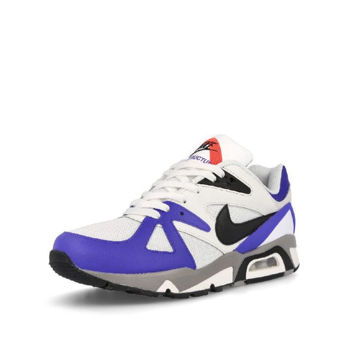 Basket Nike AIR MAX STRUCTURE TRIAX 91 Blanc Bleu Noir Homme Cuir Lacets Blanc Cdiscount Chaussures