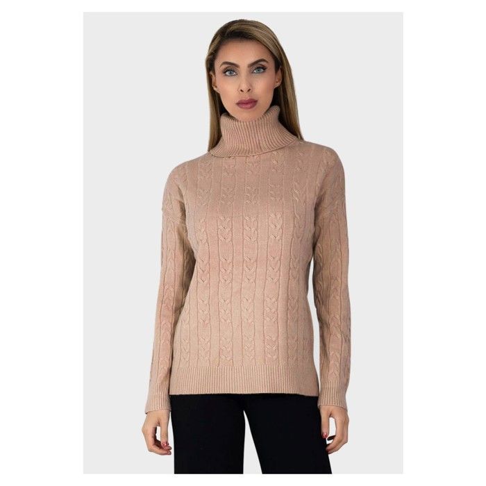 Pull col roul Beige Femme