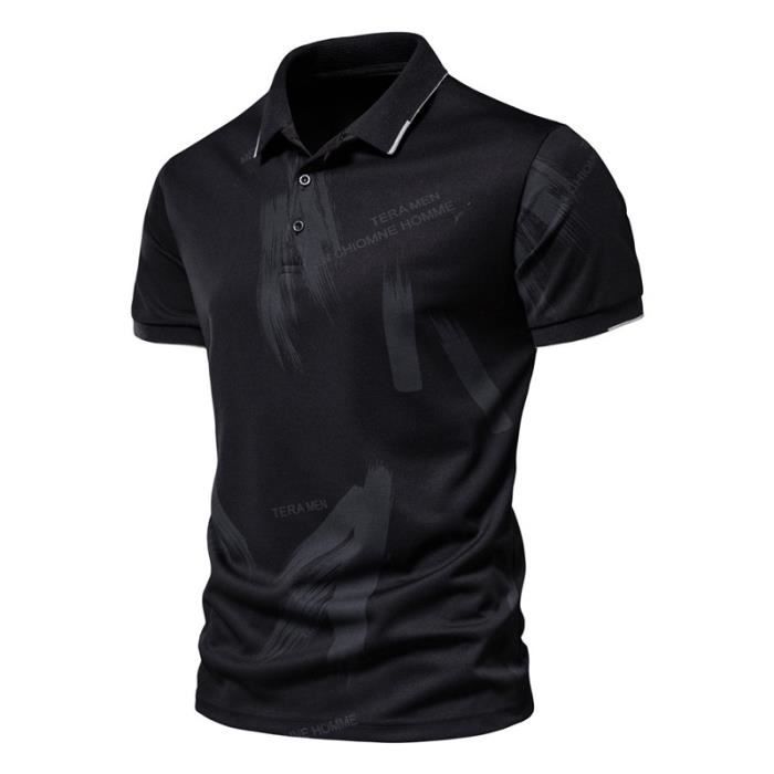 Polo Homme Ete Grande Taille Imprime Fleurs Fantaisie Polo Hommes Manches Courtes Col en V Zippe Hauts Polo Chic Noir Cdiscount Pret a Porter