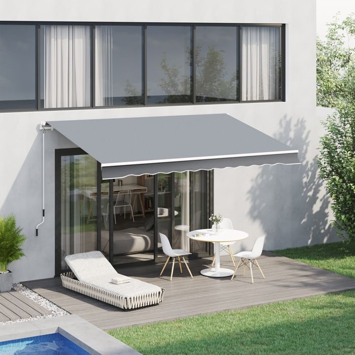 Store Banne Manuel Rétractable Outsunny - 2.5x2m - Aluminium Et Polyester - Inclinaison Réglable - Pour Terrasse, Magasin - 9