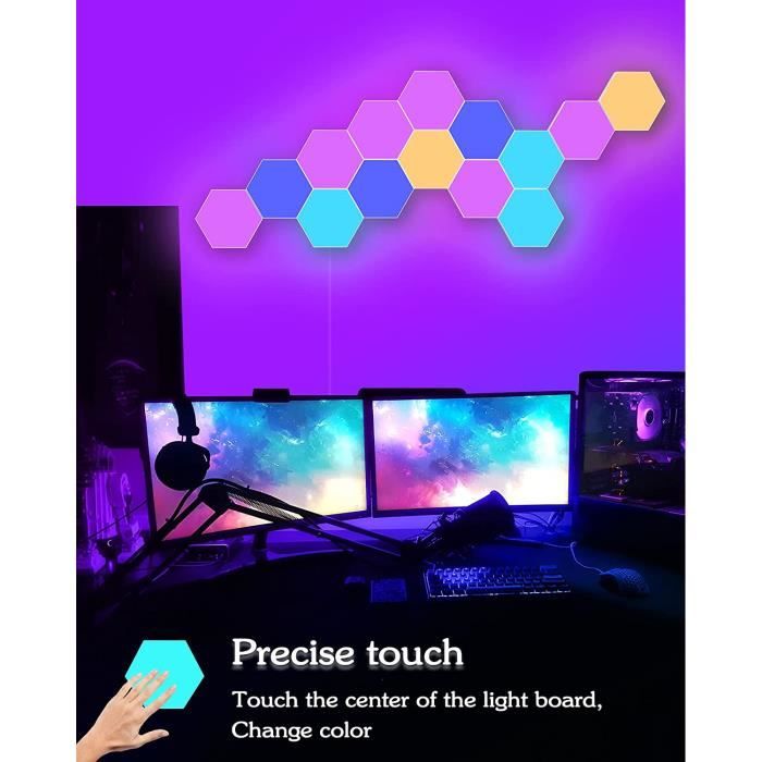 Panneau LED Mural Tactile, Panneau Setup Gaming Intelligent avec  Télécommande, Lere Murale Hexagonale RVB, Deco Accueil-Gaming R648 -  Cdiscount Maison